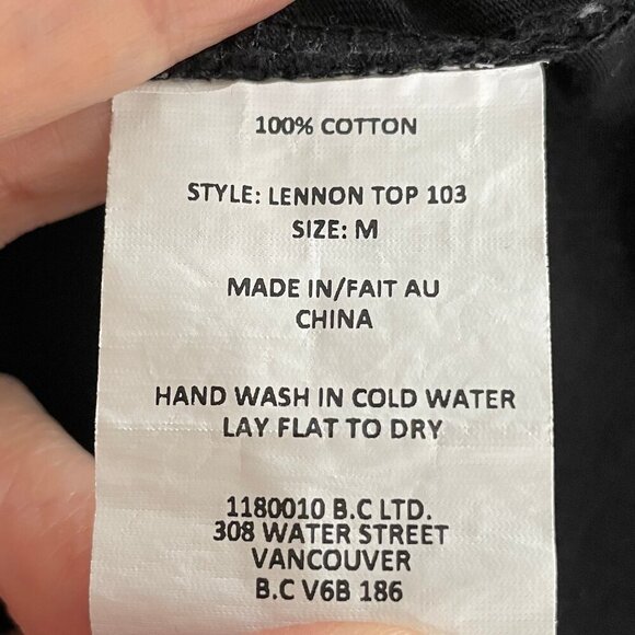 little Mountain Vancouver Lennon 100% Cotton SS Crew Nk T Shirt Black Sz M NWOT - Picture 7 of 8